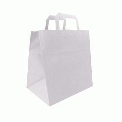 Τσάντα - σακούλα χάρτινη άσπρη 27x16x29 εκ.- πλακέ χερούλι- 100TMX