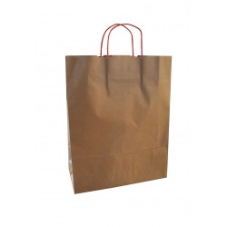 Τσάντα - σακούλα χάρτινη kraft - κραφτ 32x12x41 εκ.- κόκκινη στριφτή λαβή -100ΤΜΧ